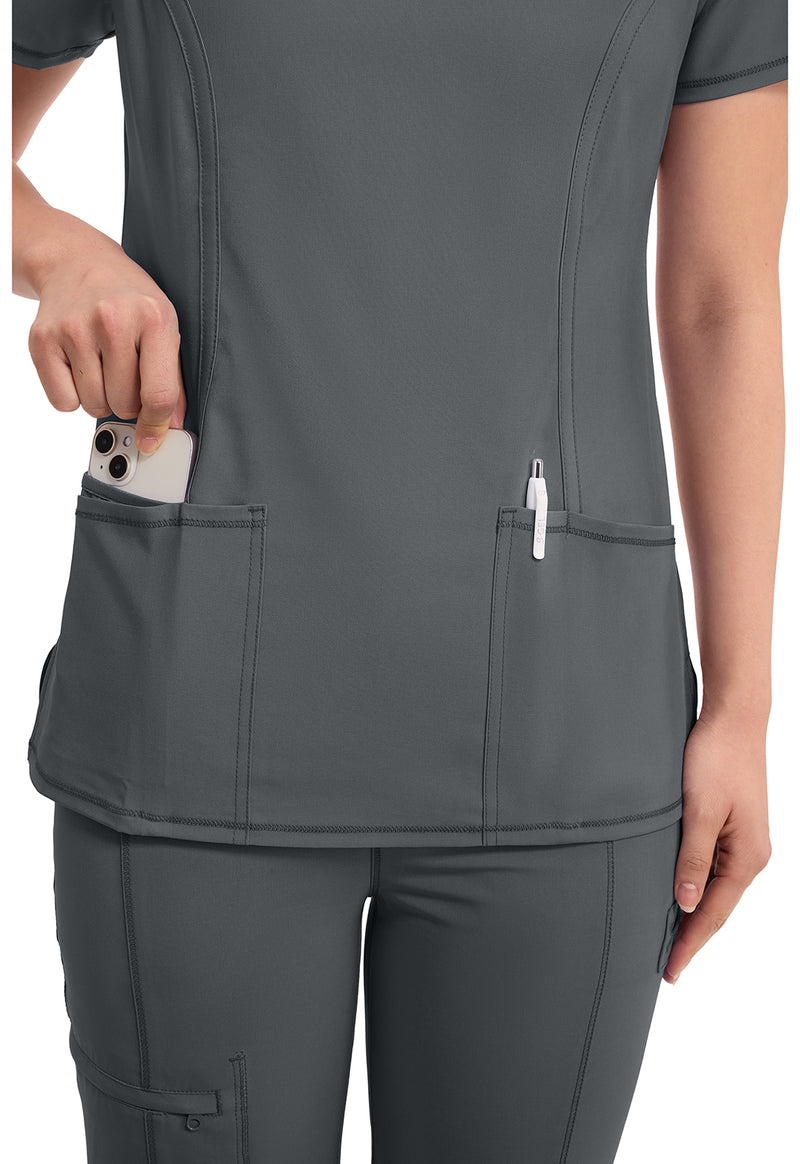 Pewter - Women's Round Neck Scrub Top (View 4)