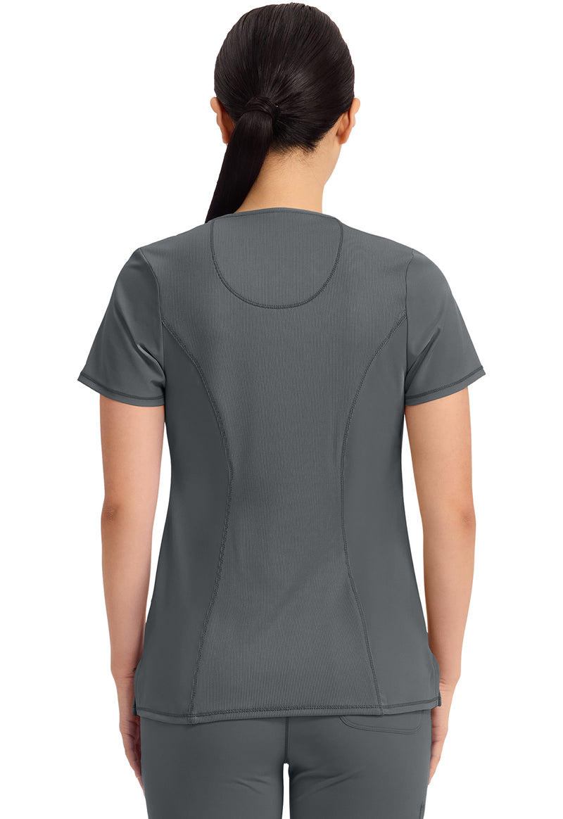 Pewter - Cherokee IN Infinity Women Scrub Top - Back View
