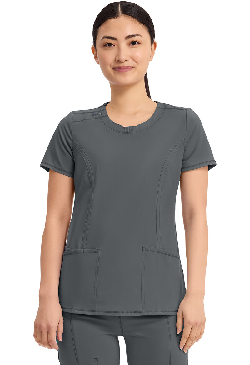 Pewter - Cherokee IN Infinity Women Scrub Top - Front View