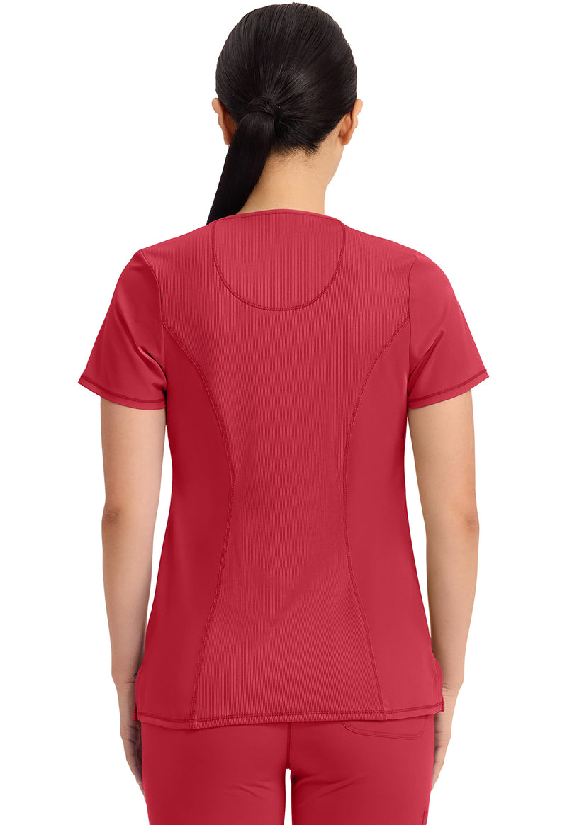 Red - Cherokee IN Infinity Women Scrub Top - Back View