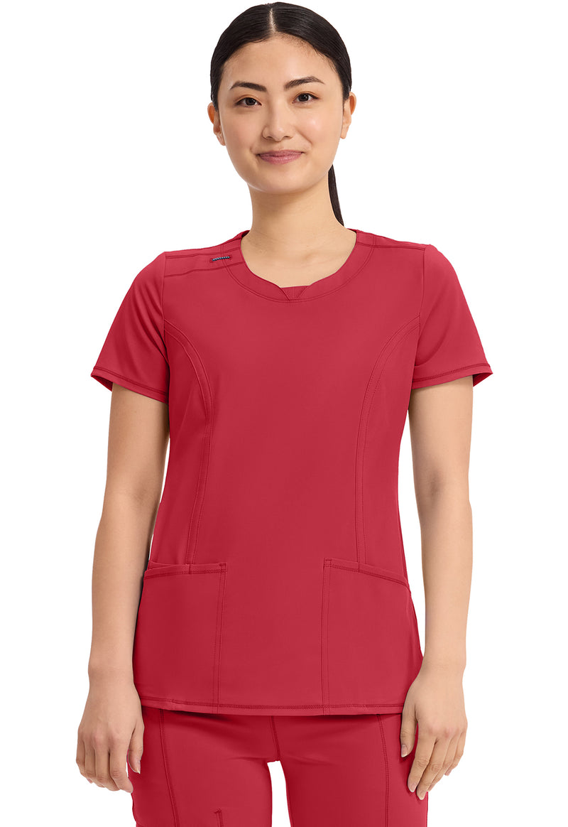 Red - Cherokee IN Infinity Women Scrub Top - Front View