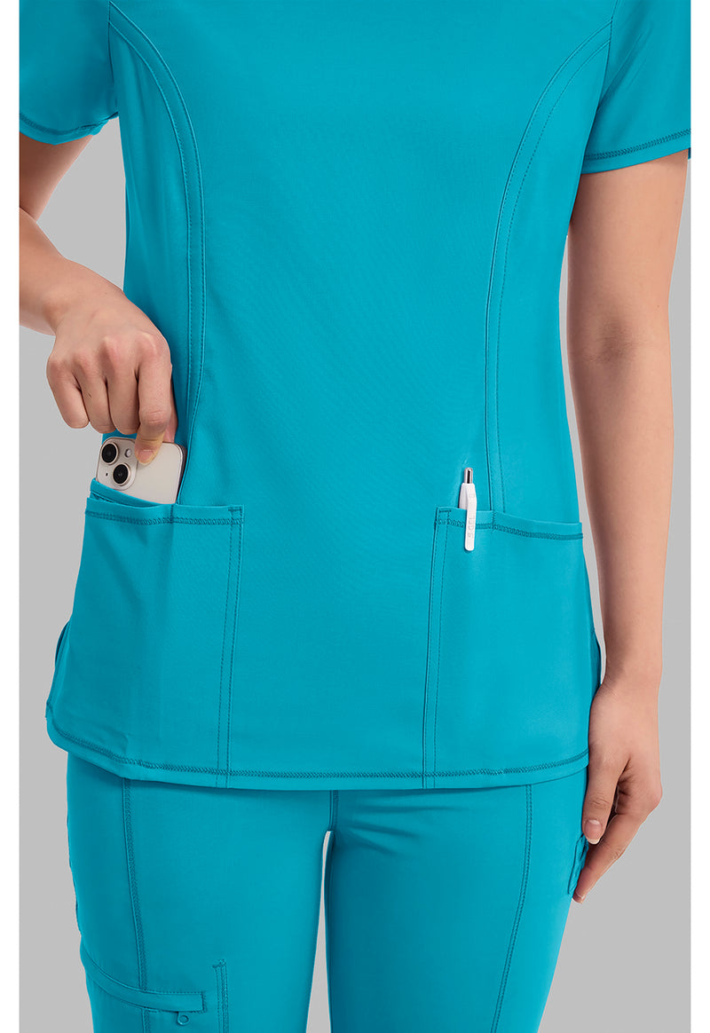 Scuba Blue - Women's Round Neck Scrub Top (View 3)