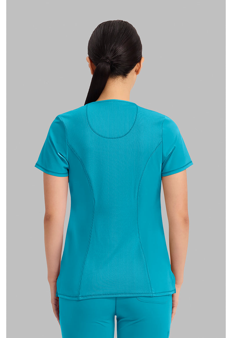Scuba Blue - Cherokee IN Infinity Women Scrub Top - Back View