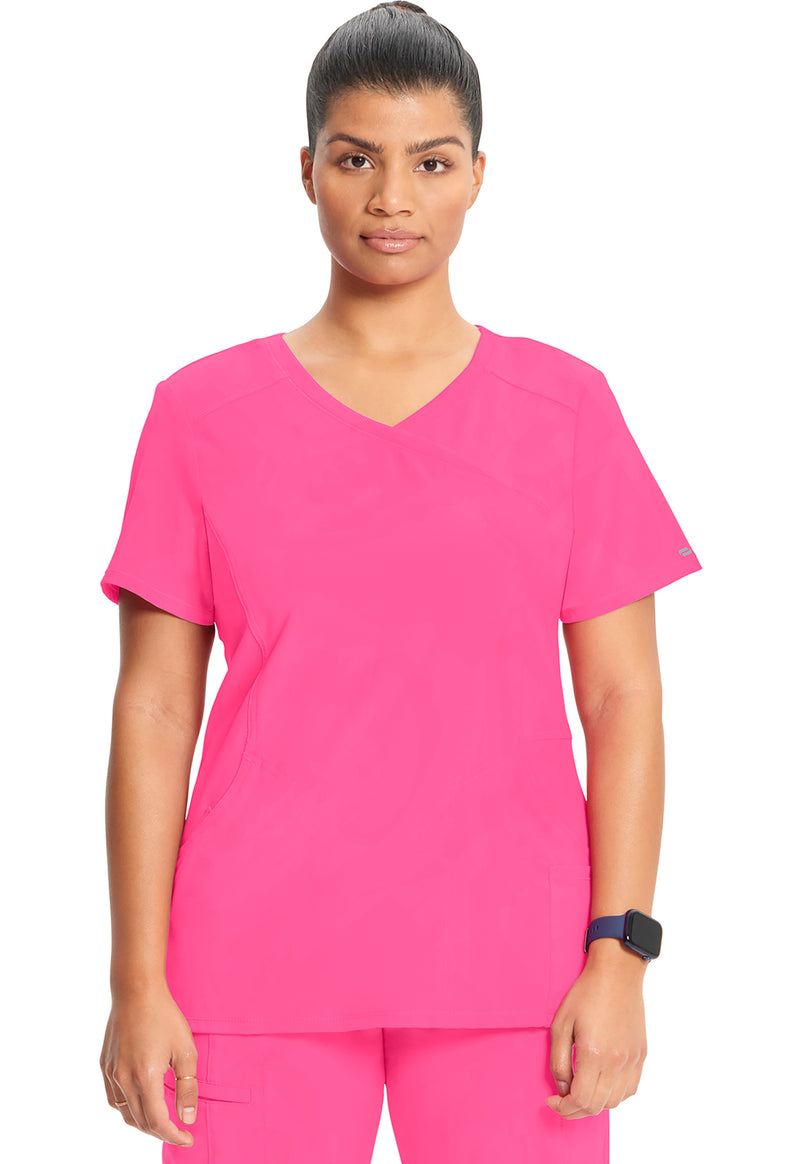 Carmine Pink - Cherokee IN Infinity Women Scrub Top - Front View