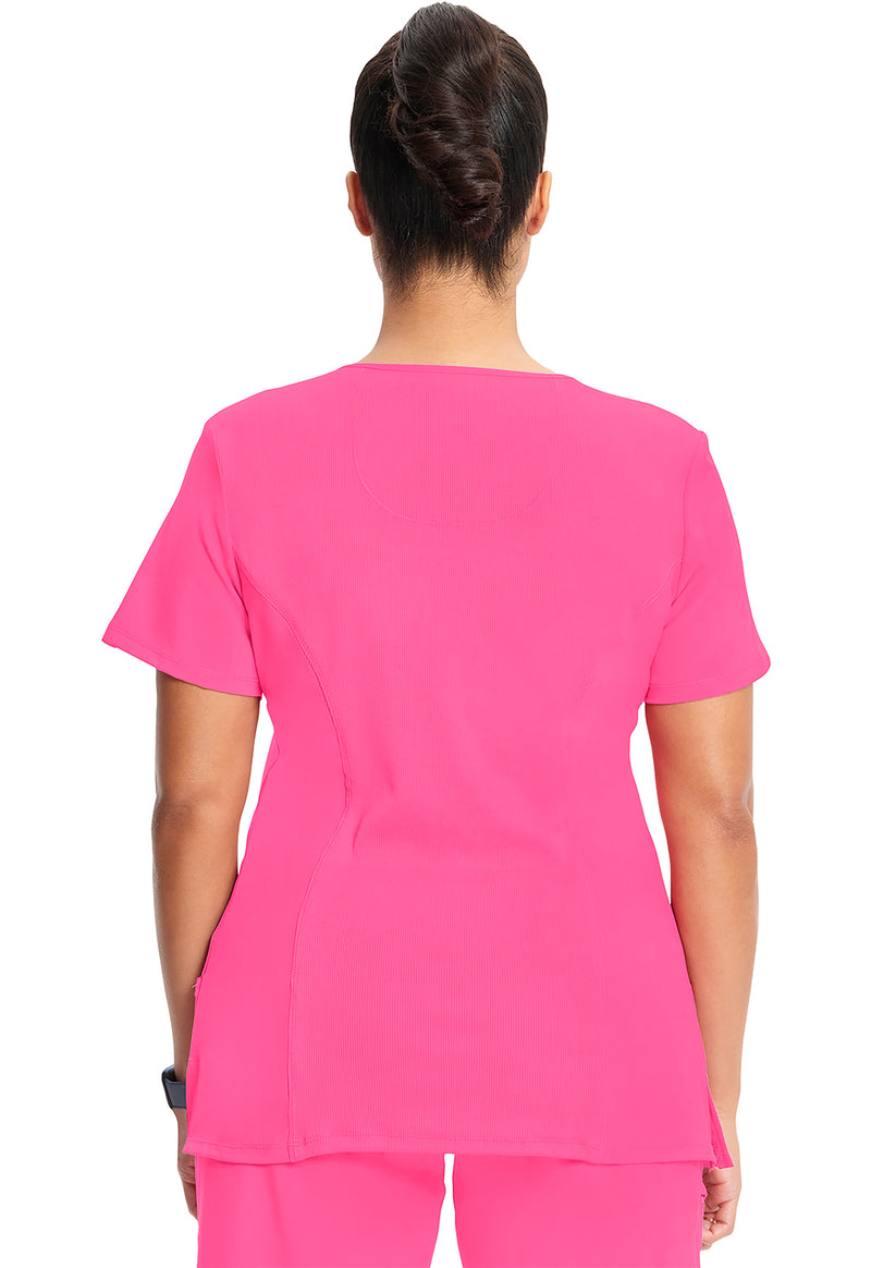 Carmine Pink - Cherokee IN Infinity Women Scrub Top - Back View