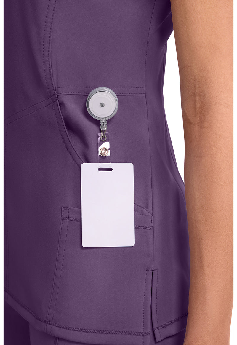 Eggplant - Women's Mock Wrap Scrub Top (View 2)