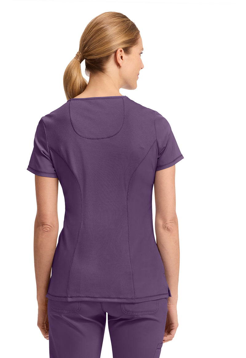 Eggplant - Cherokee IN Infinity Women Scrub Top - Back View