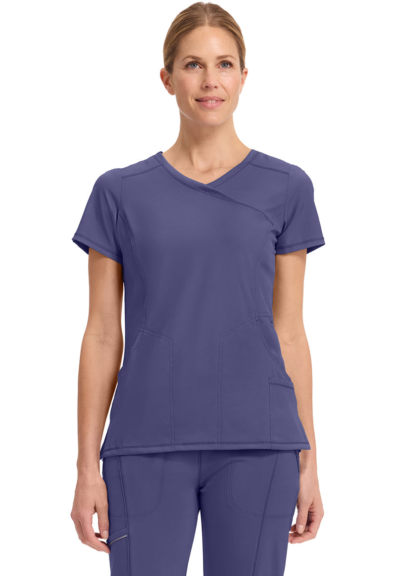 Grape - Cherokee IN Infinity Women Scrub Top - Front View