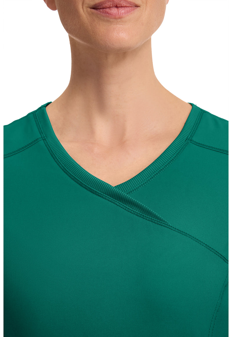 Hunter Green - Women's Mock Wrap Scrub Top (View 3)