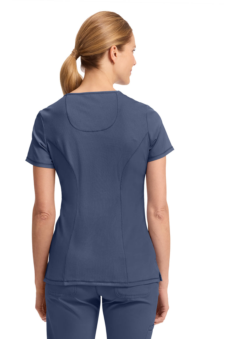 Navy - Cherokee IN Infinity Women Scrub Top - Back View