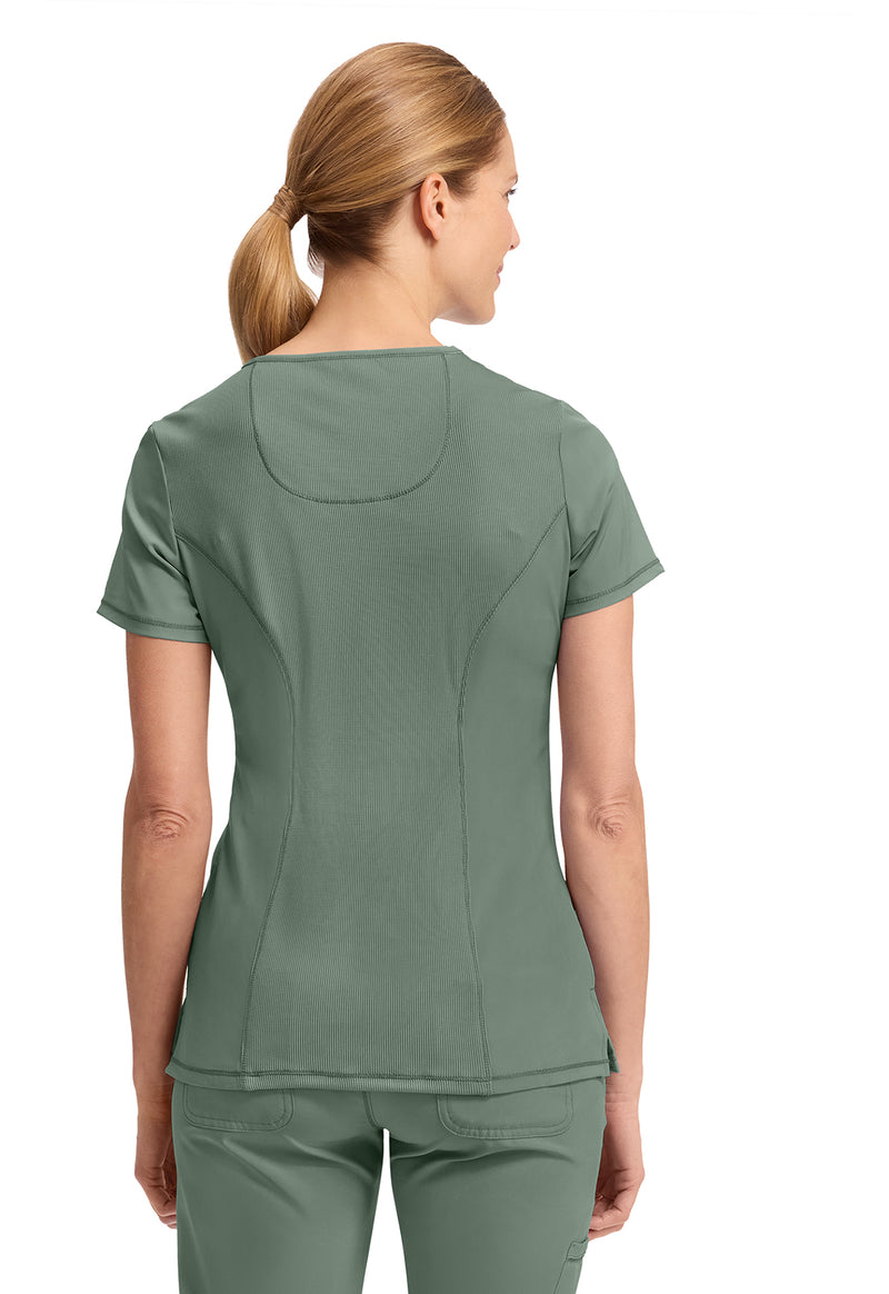 Olive - Cherokee IN Infinity Women Scrub Top - Back View
