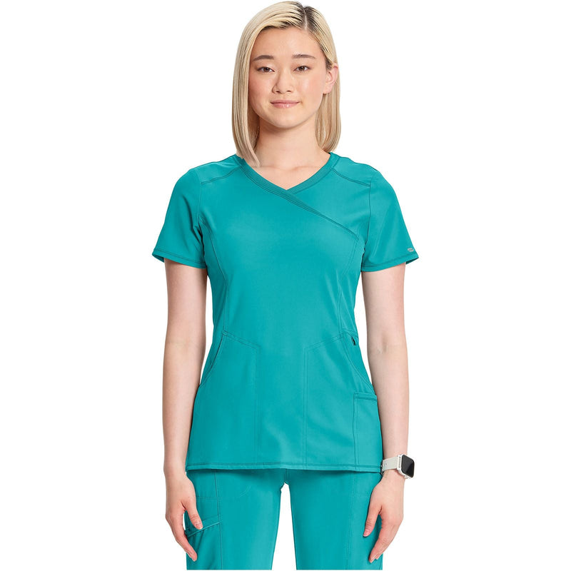 teal blue - Mock Wrap Top