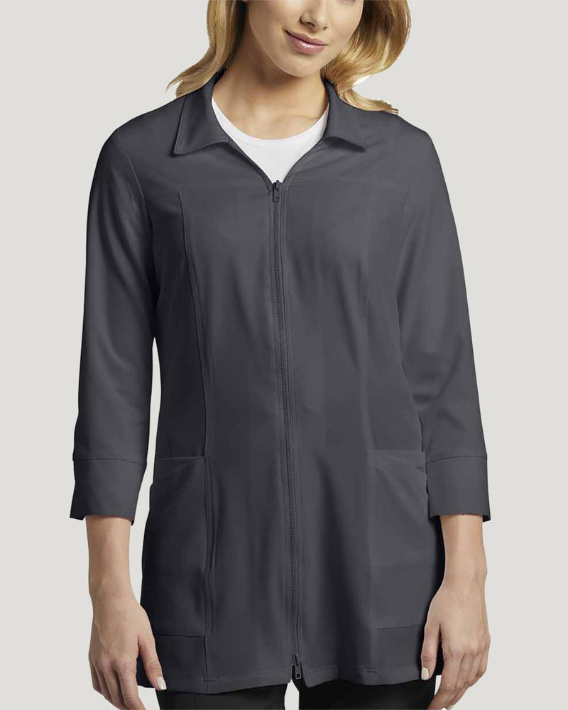Slate - White Cross Marvella Women's 4 Pocket Zip Front 3/4 Sleeve Consultation Jacket for Healthcare Professionals