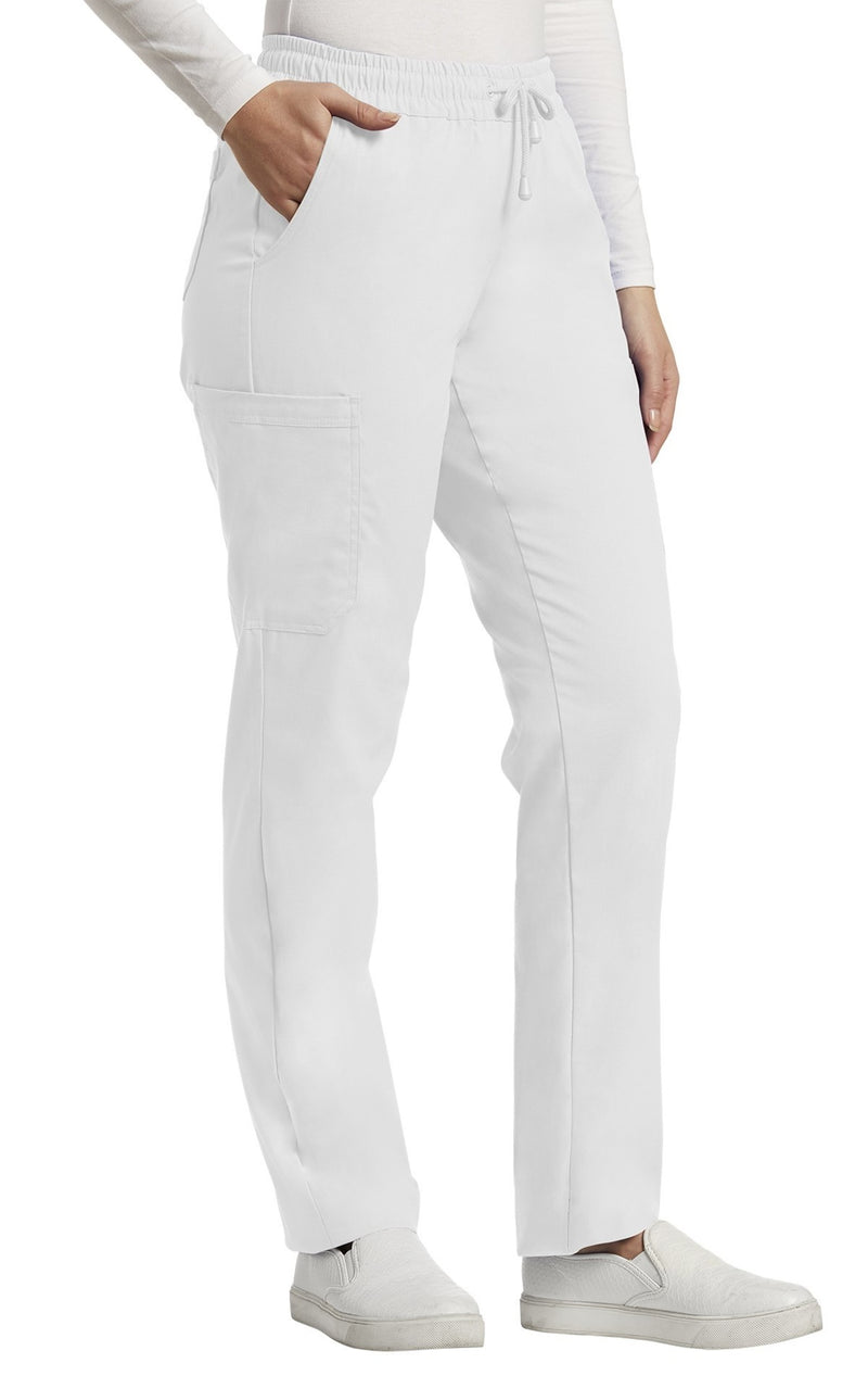 White - White Cross Duo Women's 6 Pocket Cargo Drawstring Scrub Pants for Nursing