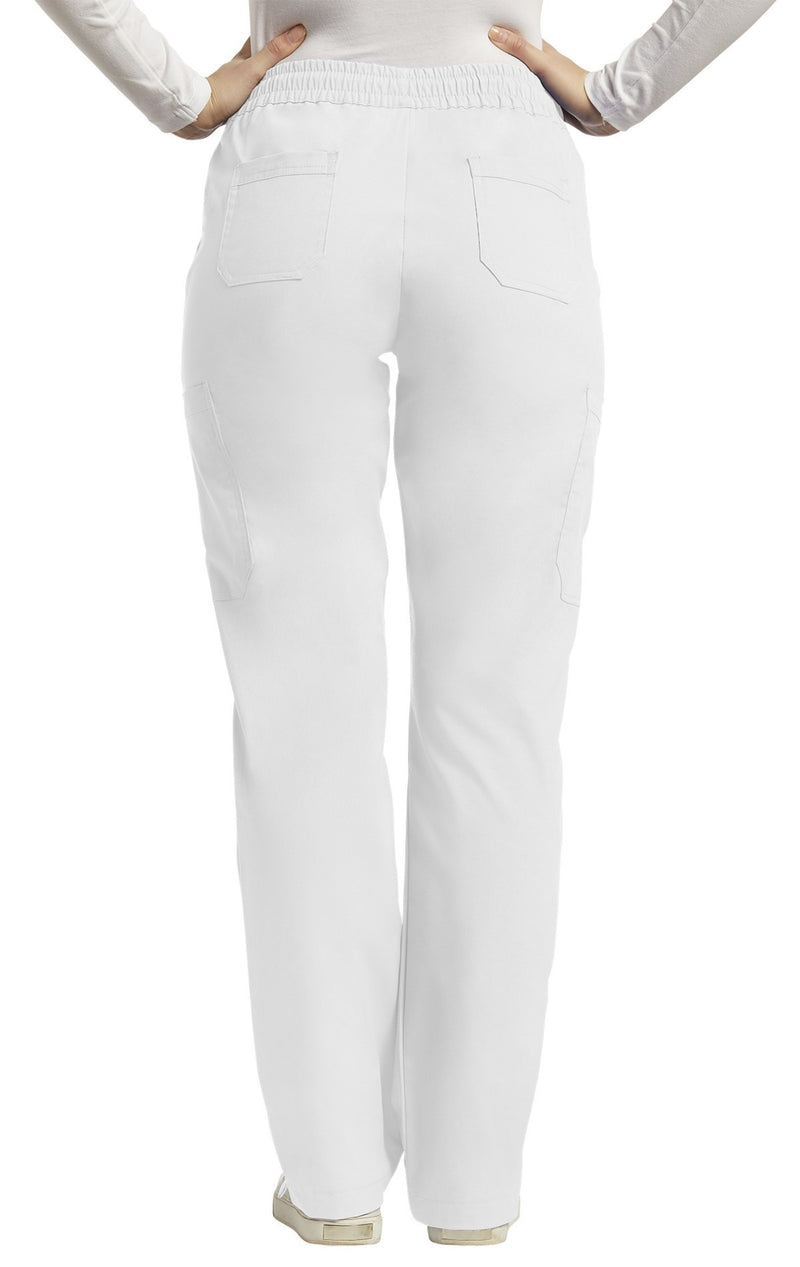 White - White Cross Duo Women's 6 Pocket Cargo Drawstring Scrub Pants for Nursing