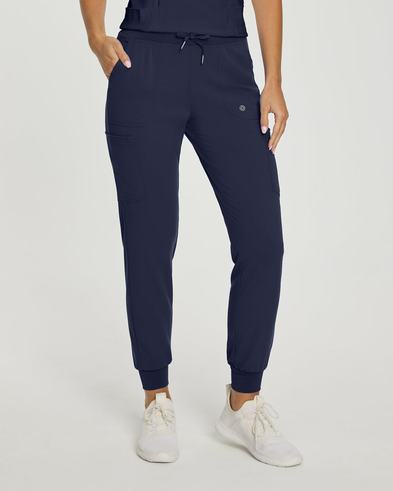 Navy - White Cross Marvella Women's 6 Pocket Cargo Jogger Scrub Pants for Nursing