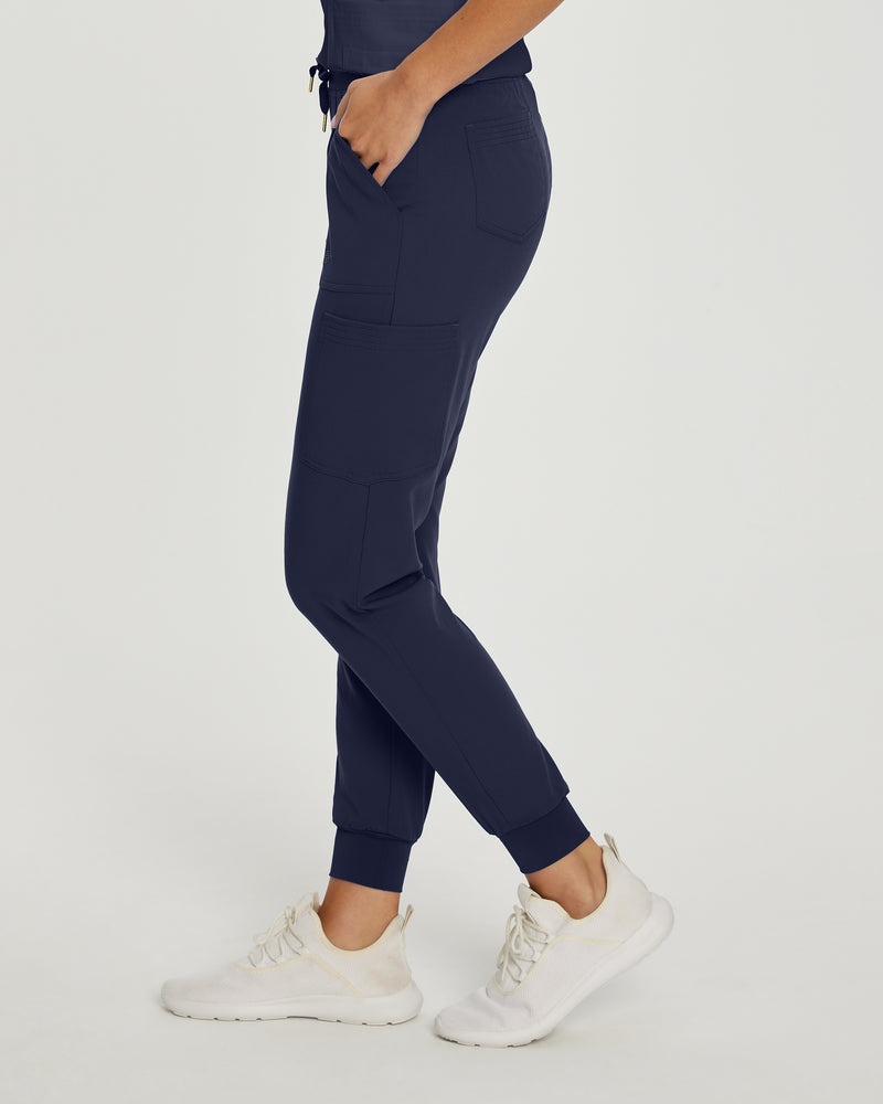 Navy - White Cross Marvella Women's 6 Pocket Cargo Jogger Scrub Pants for Nursing
