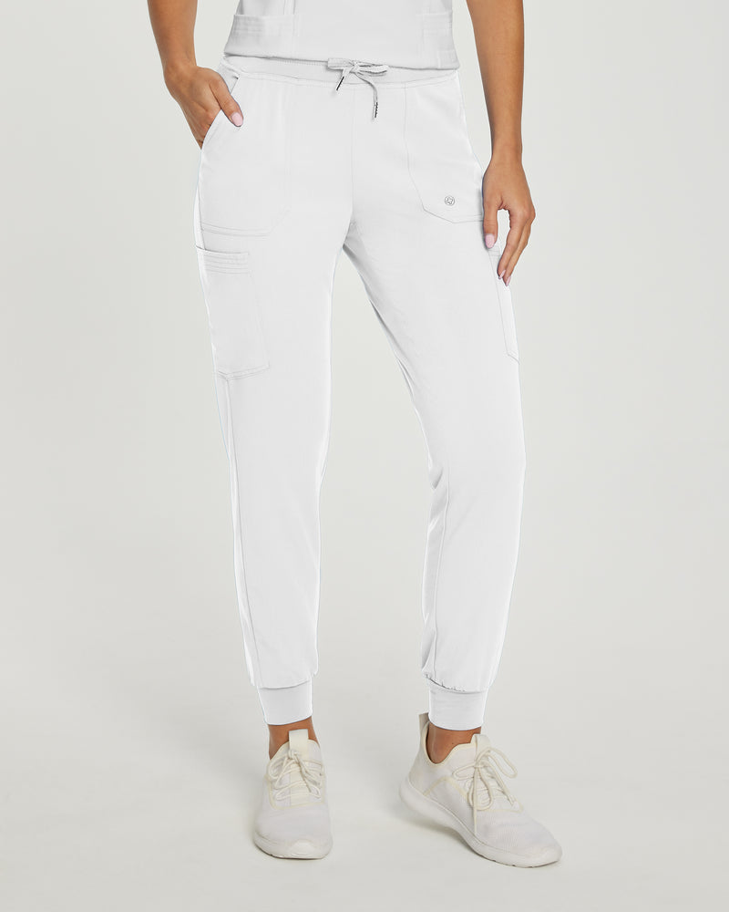 White - White Cross Marvella Women's 6 Pocket Cargo Jogger Scrub Pants for Nursing