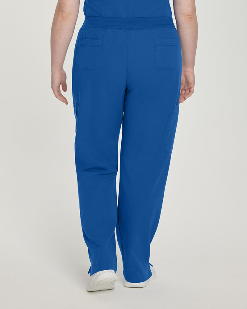 Royal Blue - White Cross V-Tess Women's 6 Pocket Zipper Cargo Drawstring Scrub Pants Tall for Nursing
