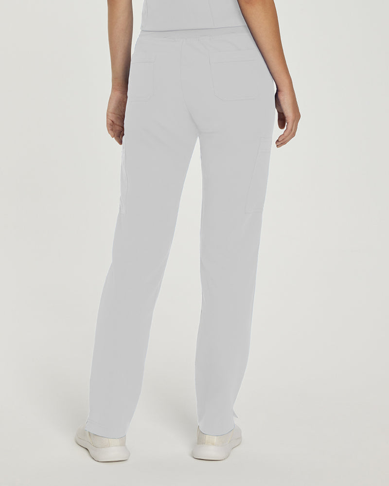 White - White Cross V-Tess Women's 6 Pocket Zipper Cargo Drawstring Scrub Pants Tall for Nursing