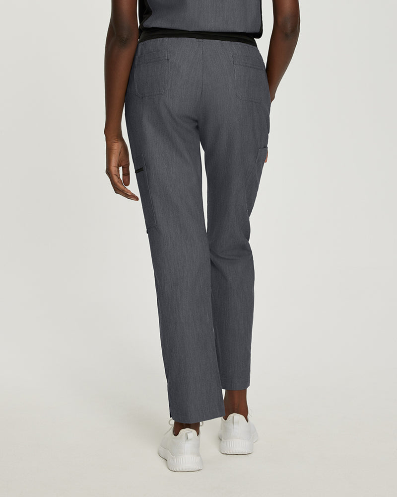 Dark Pewter - White Cross V-Tess Women's 6 Pocket Zipper Cargo Drawstring Scrub Pants Tall for Nursing