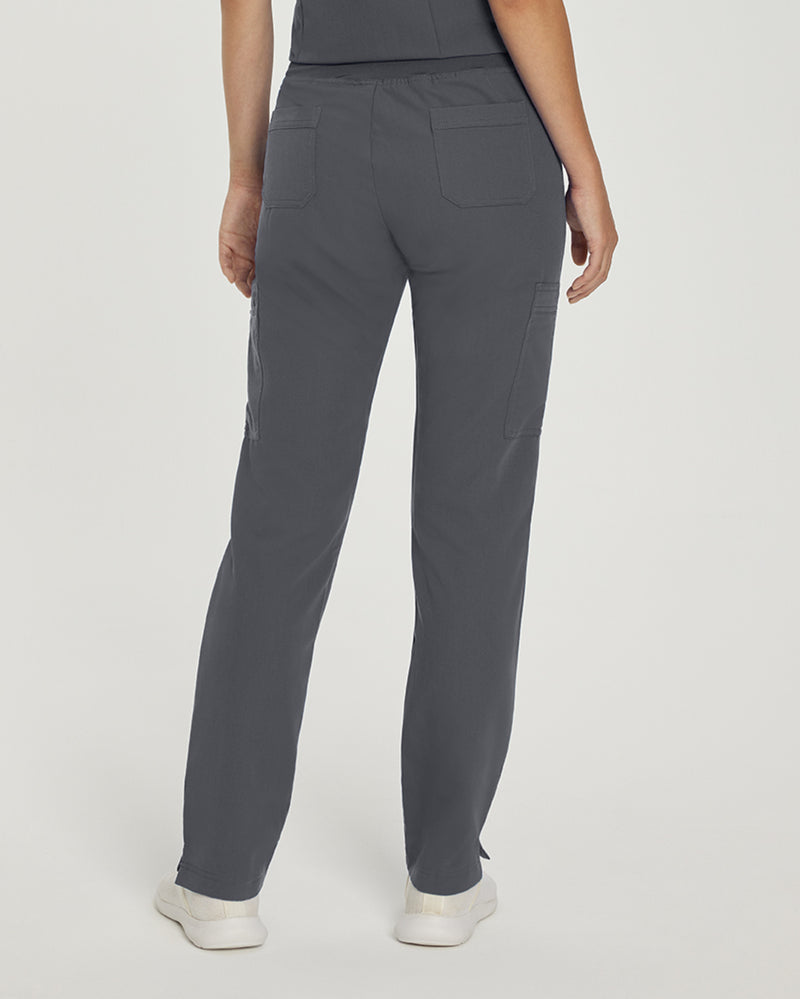 Dark Pewter - White Cross V-Tess Women's 6 Pocket Zipper Cargo Drawstring Scrub Pants Tall for Nursing