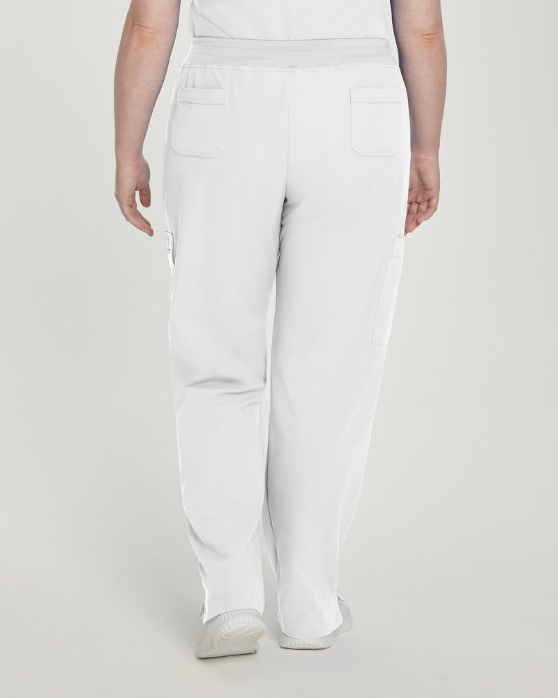 White - White Cross V-Tess Women's 6 Pocket Zipper Cargo Drawstring Scrub Pants Tall for Nursing