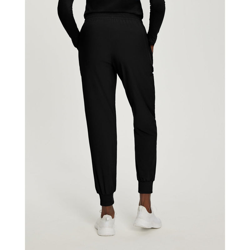 Black - White Cross Fit Women's 4 Pocket Jogger Cargo Drawstring Scrub Pants for Nursing