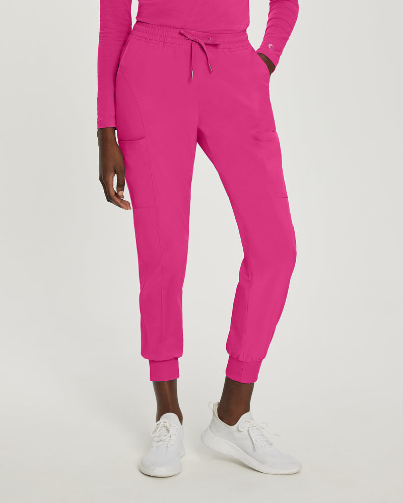 Fuchsia - White Cross Fit Women's 4 Pocket Jogger Cargo Drawstring Scrub Pants for Nursing