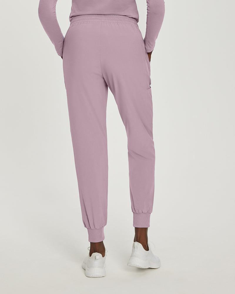 Mauve Shadows - White Cross Fit Women's 4 Pocket Jogger Cargo Drawstring Scrub Pants for Nursing