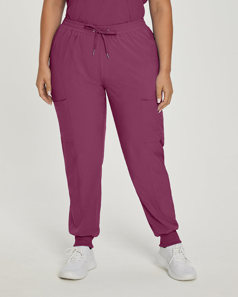 Raspberry Coulis - White Cross Fit Women's 4 Pocket Jogger Cargo Drawstring Scrub Pants for Nursing
