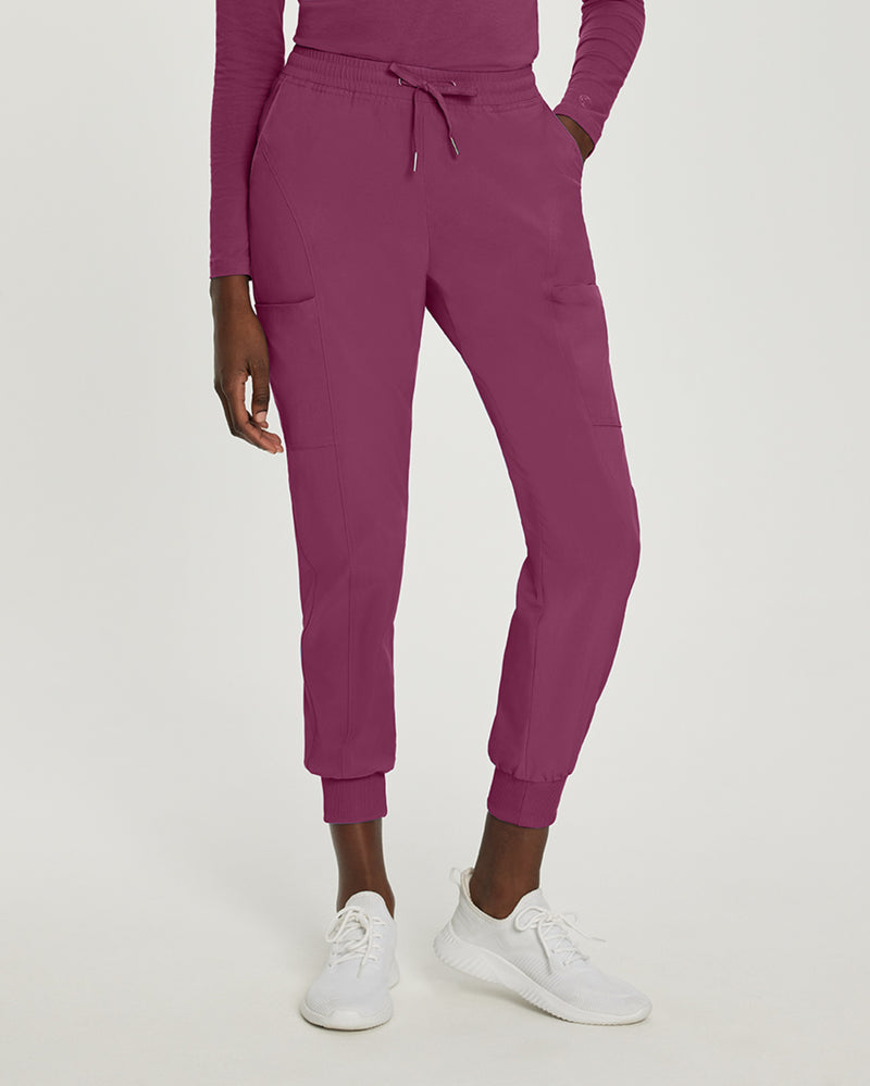 Raspberry Coulis - White Cross Fit Women's 4 Pocket Jogger Cargo Drawstring Scrub Pants for Nursing