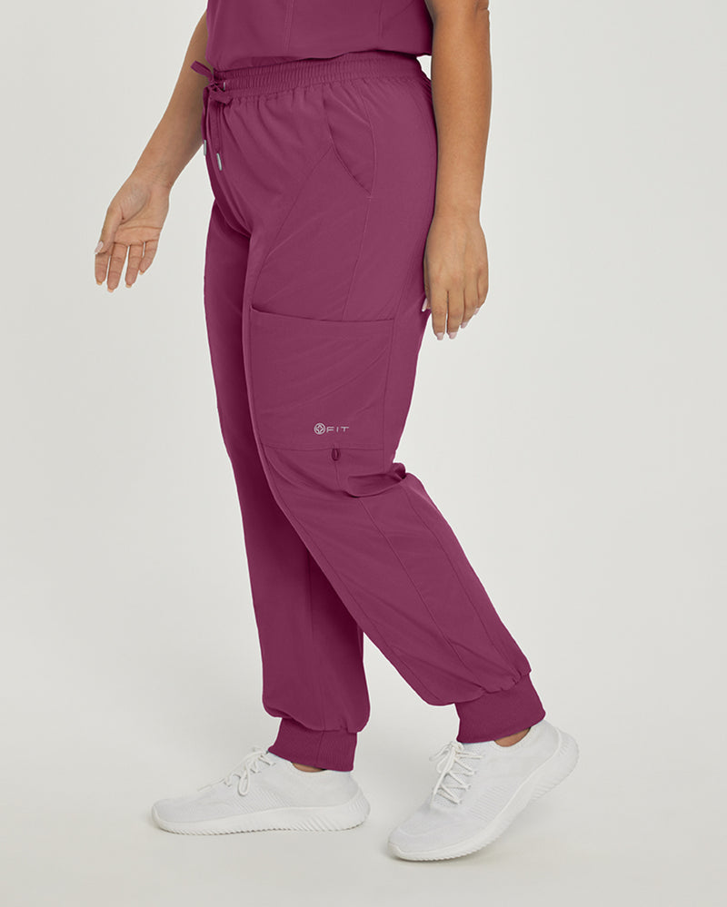 Raspberry Coulis - White Cross Fit Women's 4 Pocket Jogger Cargo Drawstring Scrub Pants for Nursing