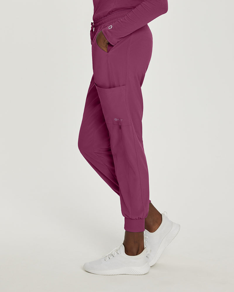 Raspberry Coulis - White Cross Fit Women's 4 Pocket Jogger Cargo Drawstring Scrub Pants for Nursing