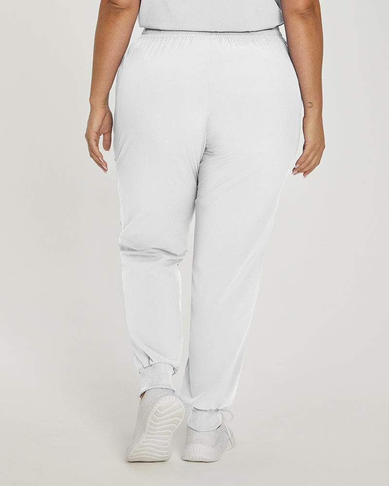 White - White Cross Fit Women's 4 Pocket Jogger Cargo Drawstring Scrub Pants for Nursing