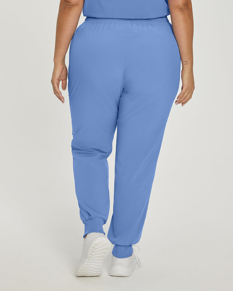 Ceil Blue - White Cross Fit Women's 4 Pocket Jogger Cargo Drawstring Scrub Pants for Nursing