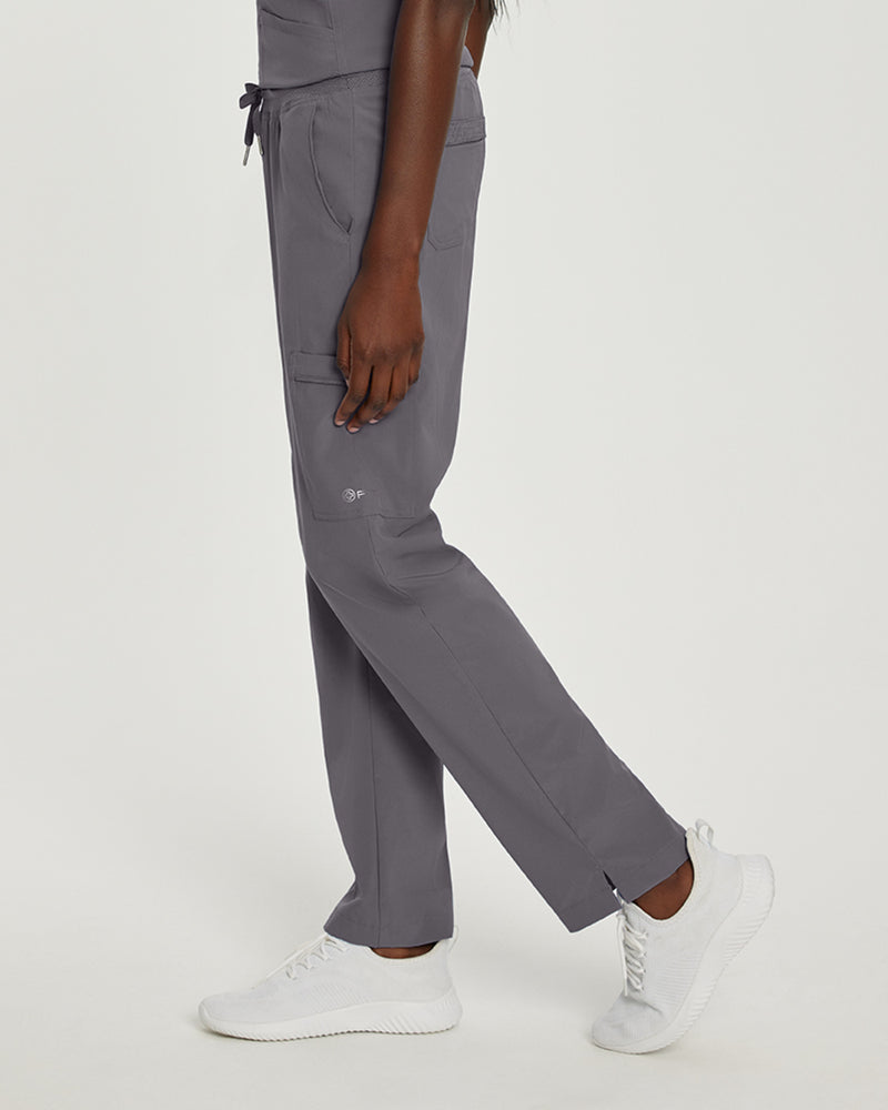 Pewter - White Cross Fit Women's 6 Pocket Cargo Drawstring Scrub Pants for Nursing