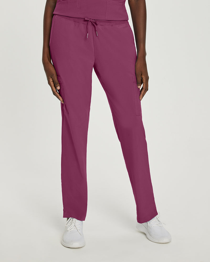 Raspberry Coulis - White Cross Fit Women's 6 Pocket Cargo Drawstring Scrub Pants for Nursing