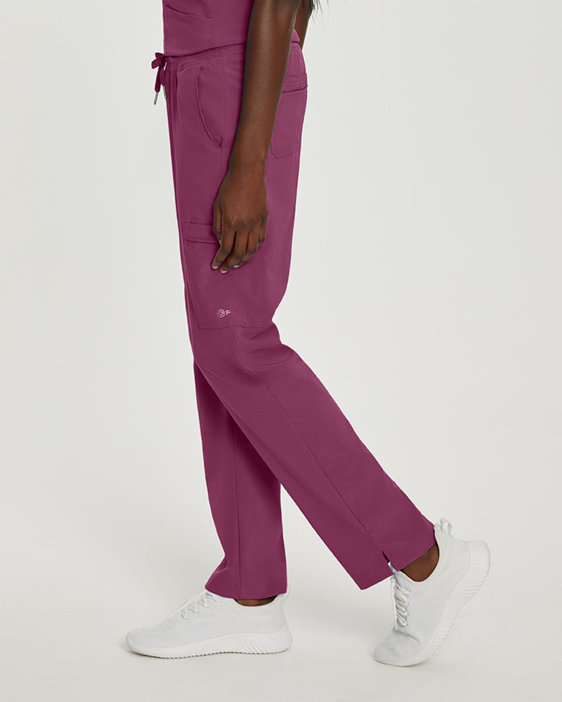 Raspberry Coulis - White Cross Fit Women's 6 Pocket Cargo Drawstring Scrub Pants for Nursing