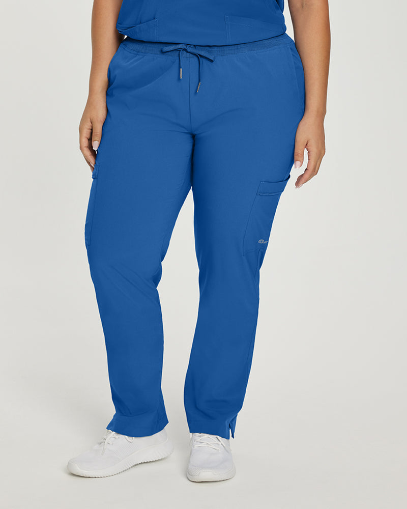 Royal Blue - White Cross Fit Women's 6 Pocket Cargo Drawstring Scrub Pants for Nursing