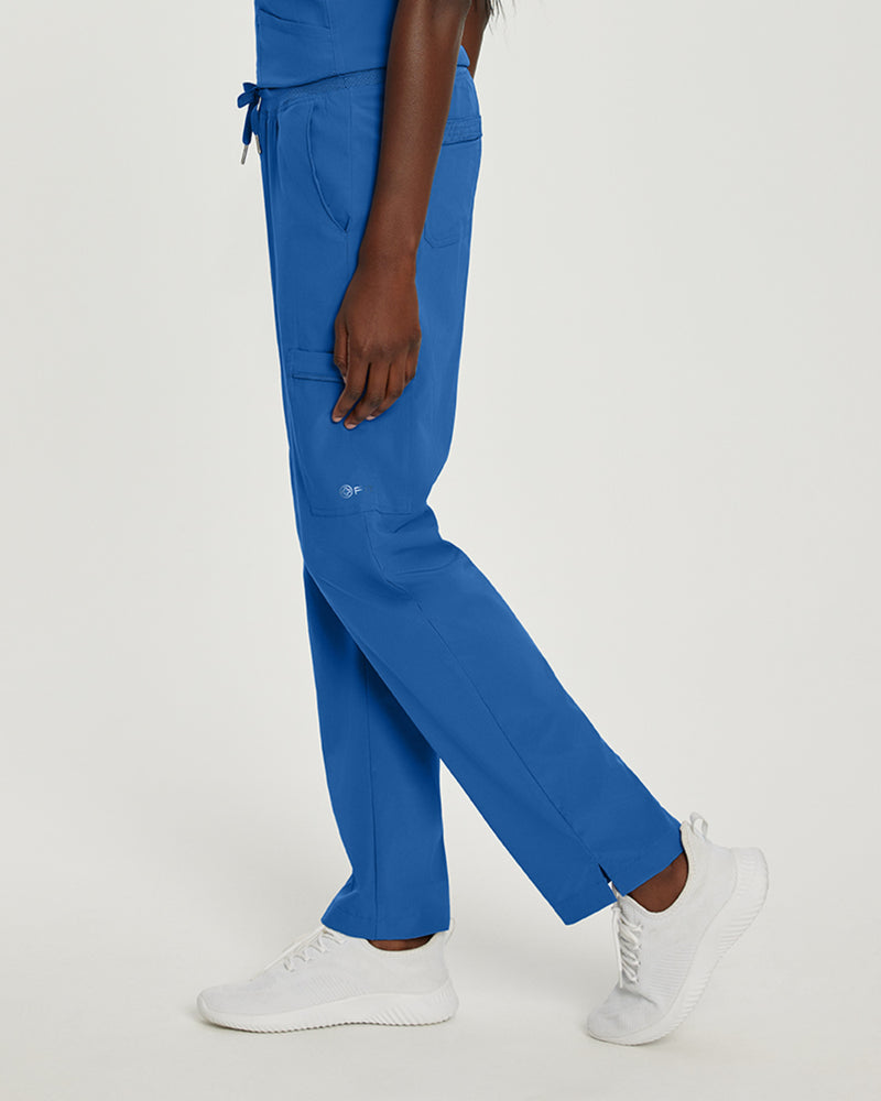 Royal Blue - White Cross Fit Women's 6 Pocket Cargo Drawstring Scrub Pants for Nursing