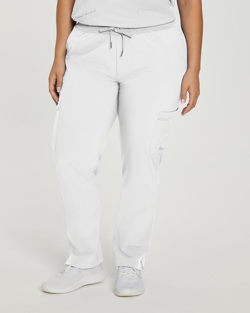 White - White Cross Fit Women's 6 Pocket Cargo Drawstring Scrub Pants for Nursing
