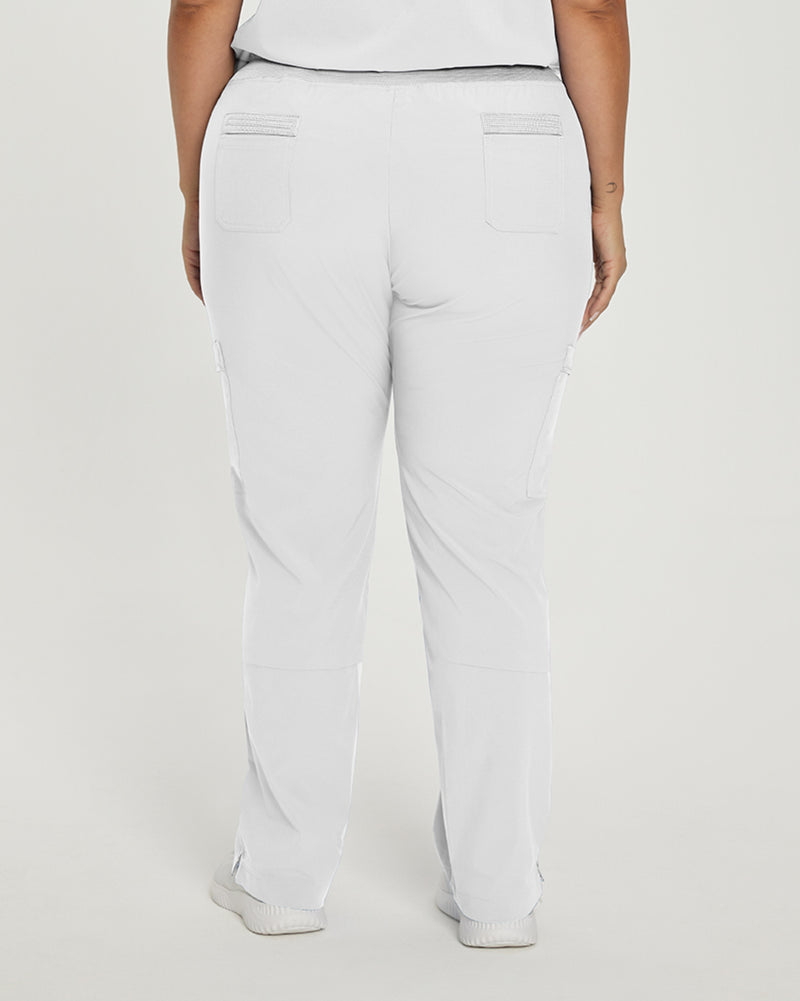 White - White Cross Fit Women's 6 Pocket Cargo Drawstring Scrub Pants for Nursing