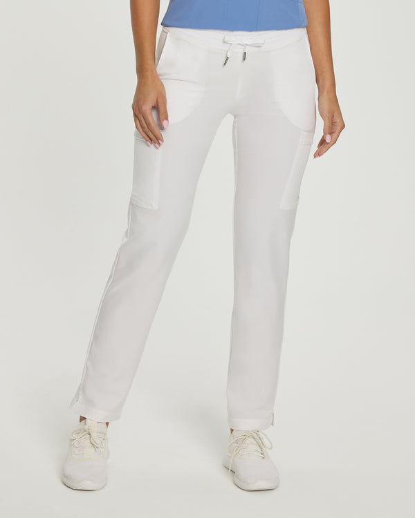 White - White Cross Fit Women's 6 Pocket Cargo Drawstring Scrub Pants for Nursing