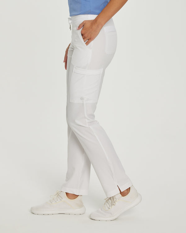 White - White Cross Fit Women's 6 Pocket Cargo Drawstring Scrub Pants for Nursing