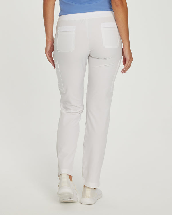 White - White Cross Fit Women's 6 Pocket Cargo Drawstring Scrub Pants for Nursing