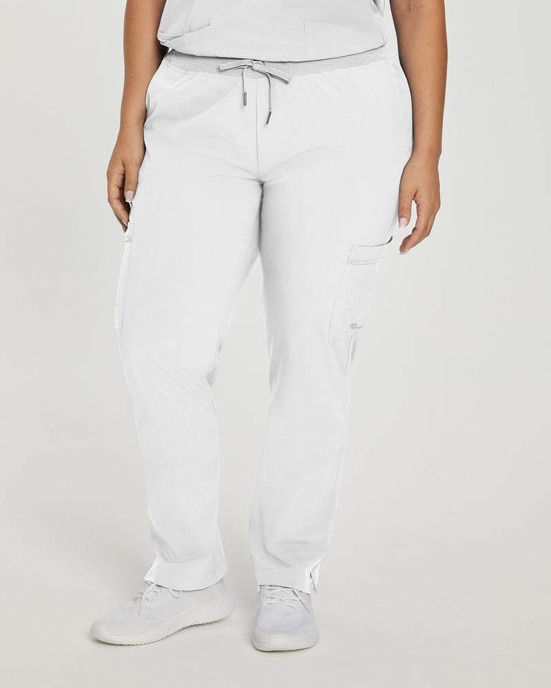 Wine - White Cross Fit Women's 6 Pocket Cargo Drawstring Scrub Pants for Nursing