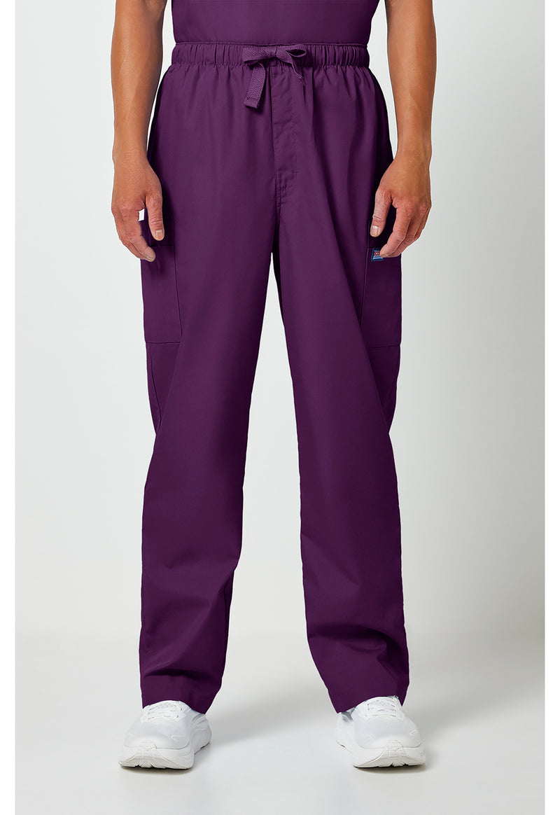 Eggplant - Cherokee WW Originals Men Scrub Pants - Front View