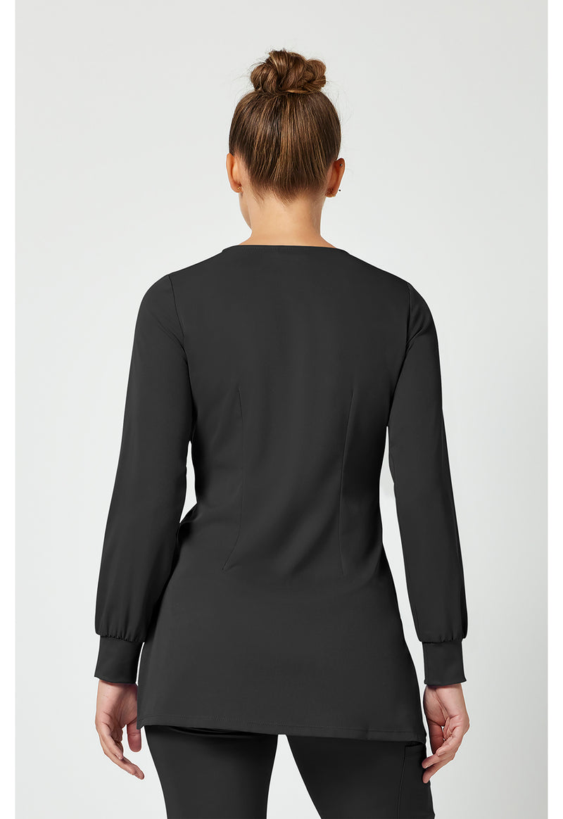 BLACK - Healing Hands Works Women Scrub Top - Back View