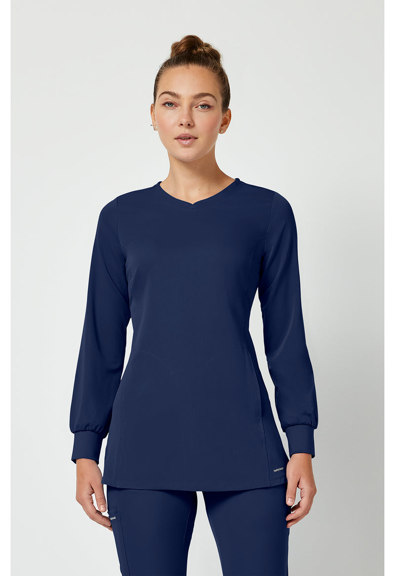 Navy - Healing Hands Works Women Scrub Top - Front View